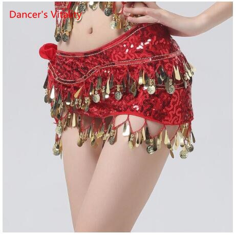 New Arrival Accessories For Dancewear With Sequins And Fringe, Elastic Mesh Ruffles, Women's Belts For Belly Dance, Scarf