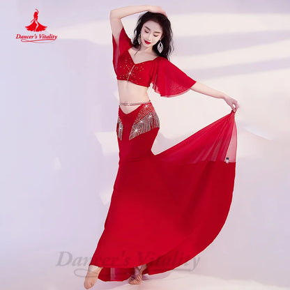 Bellydance Practice Clothing Customization Elegant and Comfortable Light Luxury AB Stones Set Oriental Dance Performance Costume