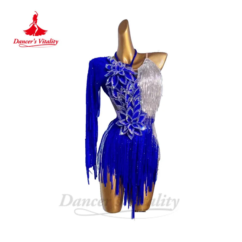 Latin Dance Dress for Women Rumba Chacha Tango Performance Fringe Skirt Customsized Adult Children Latin Dancing Wear Outfit