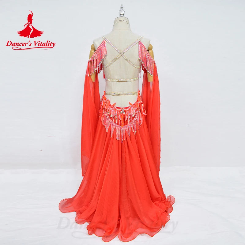 Belly Dance Performance Costume Set for Women Senior Bra+chiffon Long Skirt 2pcs Adult Children Oriental Dancing Clothing