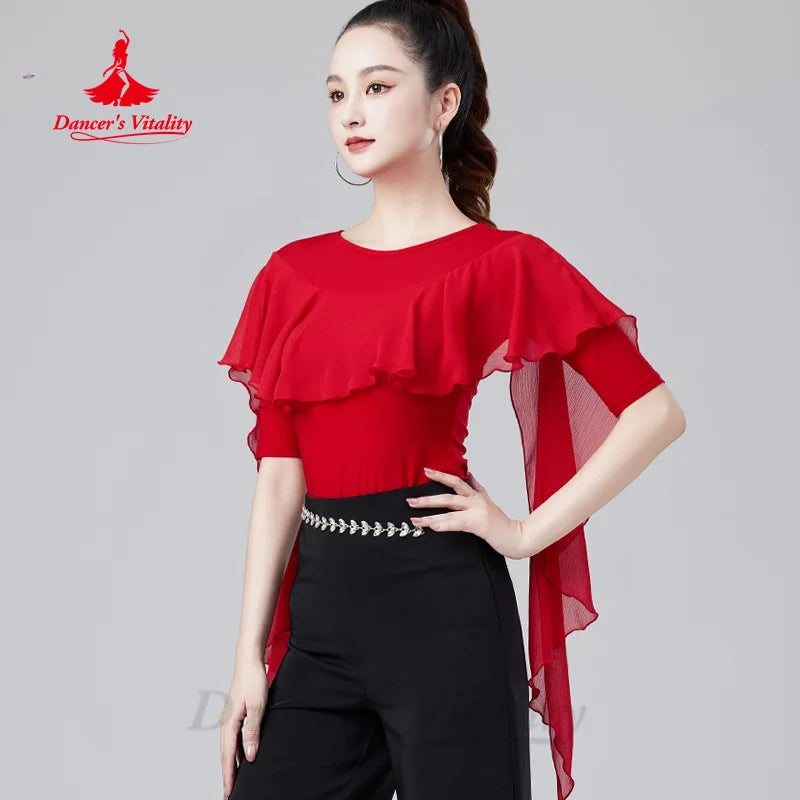 Latin Dance Tops Customized Elegant and Comfortable Practice Clothes Women's Tango Samba Rumba Professional Training Clothing