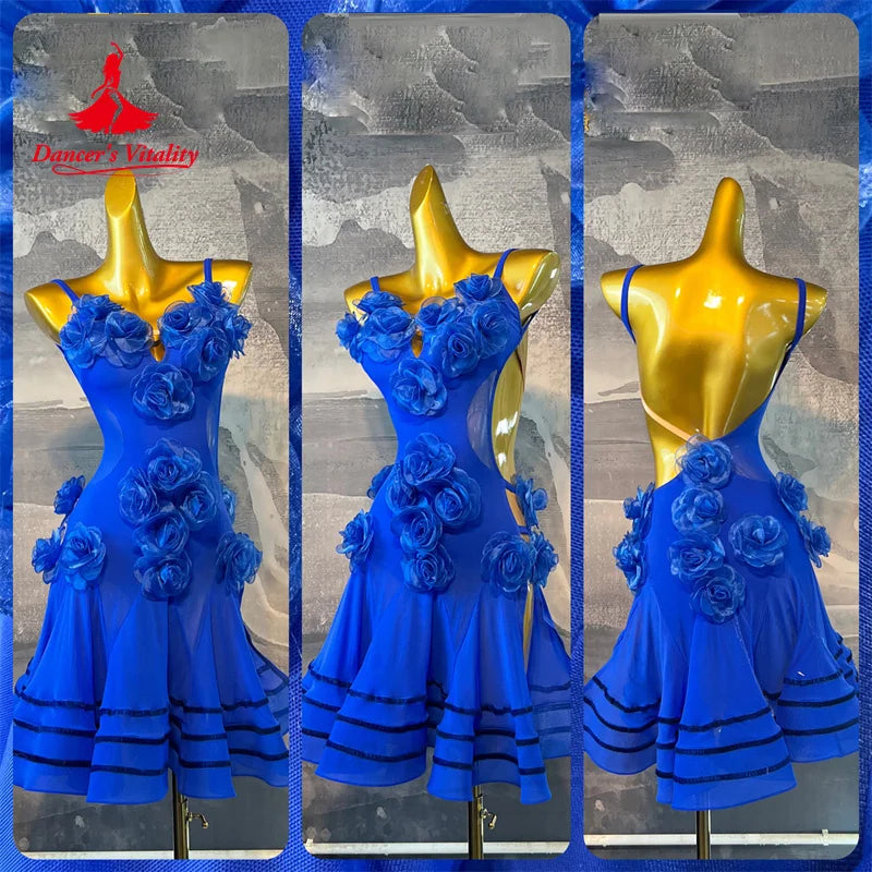 Latin Dance Practice Dress for Women Customsized Rumba Chacha Tango Performance Competiton Clothing Adult Child Latin Dresses