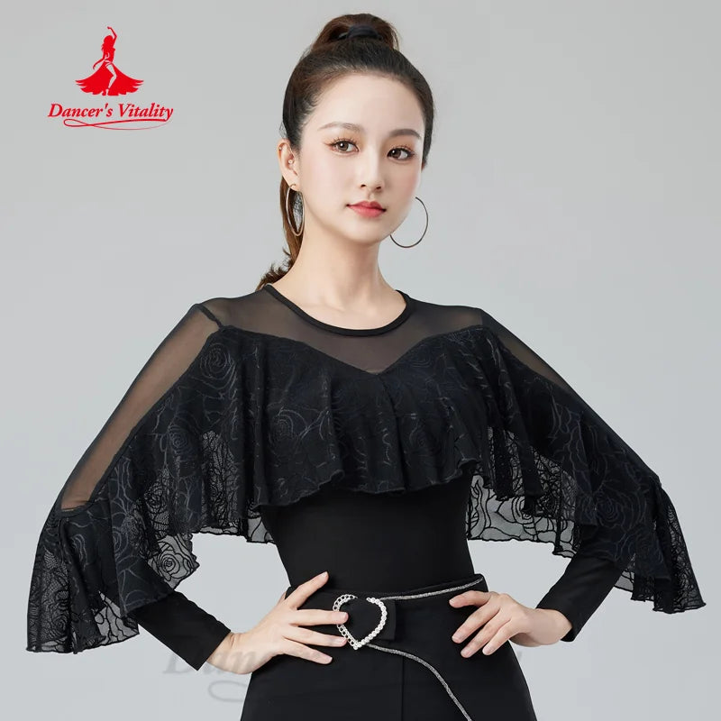 Latin Dance Costume Women's Customized Sexy Lace Slimming Top Tango Chacha Samba Practice Clothes Social Dance Training Clothing