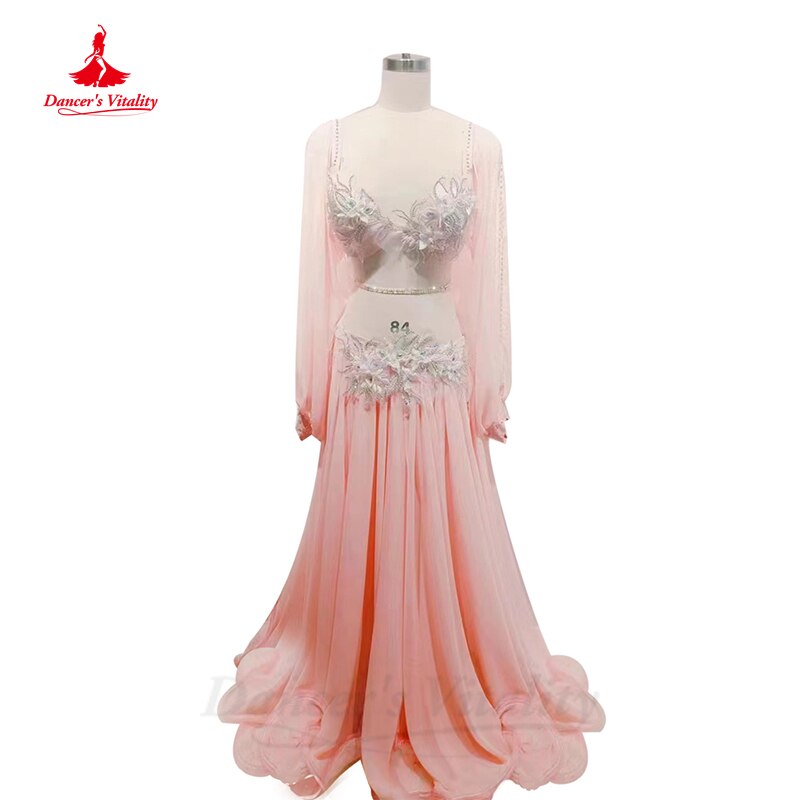 Belly Dance Performance Suit Customsized Adult Child Bra+long Sleeves+Skirt 3pcs for Women Bellydancing Popsong Classical Suit