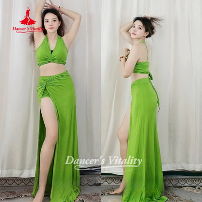 BellyDance Costume V-neck Top+Sexy Long Skirt 2pcs Adult Oriental Dance  Dancer Clothing Dancer's Vitality