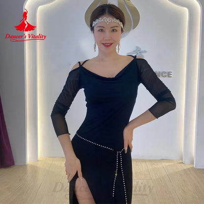 Bellydance Practice Clothes Women's Elegant and Comfortable Long Sleeved Sexy Split Dress Oriental Dance Performance Costumes