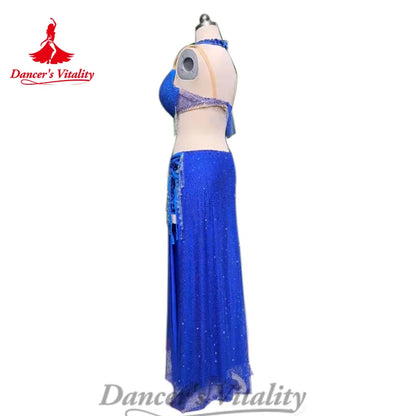 BellyDance Costume Set Customized Tassel Bra+Sequin Long Skirt 2pcs Women's Oriental Dance Professional Performance Clothing