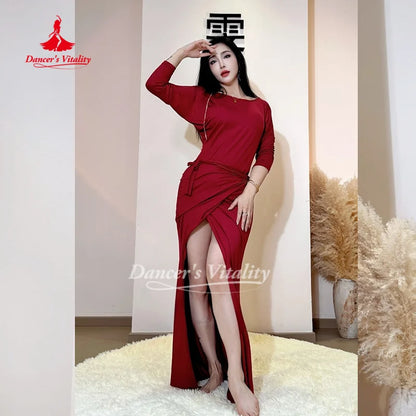 Belly Dancer Costume Women Sexy Temperament Wine Red Performance Dress Adult Oriental Dancing Practice Clothes Dancer's Vitality