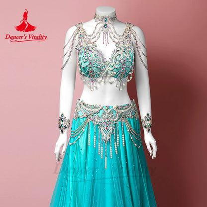 BellyDance Costumes Customized High Luxury Rhinestone Chiffon Performance Set Adult Children Oriental Dance Competition Clothing