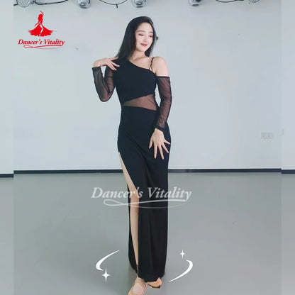 Belly Dancer Costume Women's Sexy Slimming Slant Shoulder Dress Adult Oriental Belly Dancing Practice Dresses Dancer's Vitality