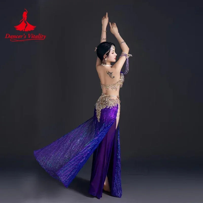 Belly Dancer Costume Set for Women Customsized Senior AB Stones Bra Top+long Skirt 2pcs Adult Children Oriental Dancing Outfit