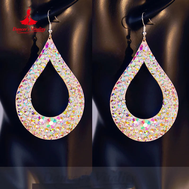 Belly Dancing Performance Earrings Customized Luxury Rhinestones Earring Moderndance Oriental Dance Competition Accessories