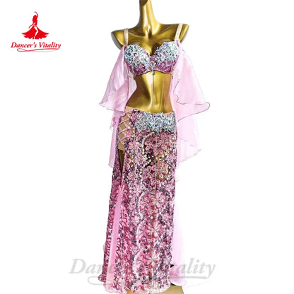 Belly Dance Performance Suit for Women Senior Bra+lace Long Skirt 2pcs Adult Children Oriental Belly Dance Competiton Outfit