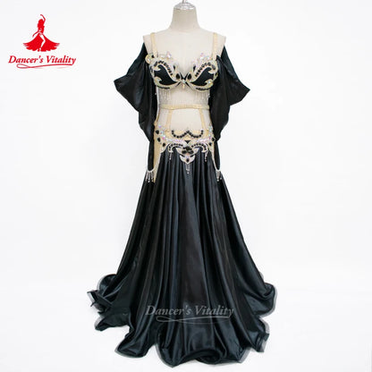 Belly Dance Set Customize Senior AB Stones Bra+Sexy Split Long Skirt 2pcs Oriental Dancing Competition Clothing Dance's Vitality