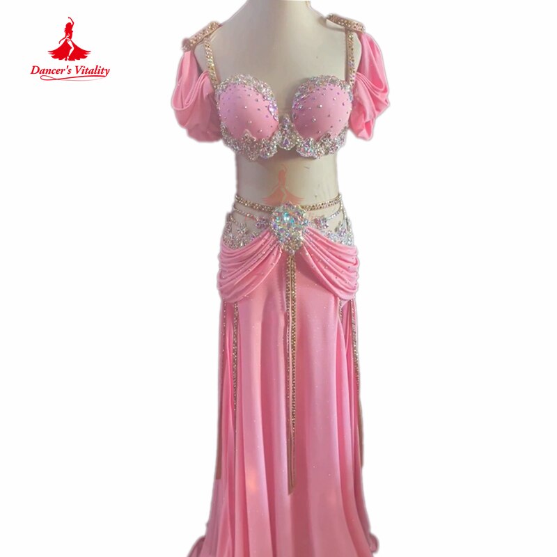 Belly Dance Competiton Costume Suit for Women Customzied Bra+split Skirt 2pcs Adult Children Oriental Belly Dancing Stage Wear