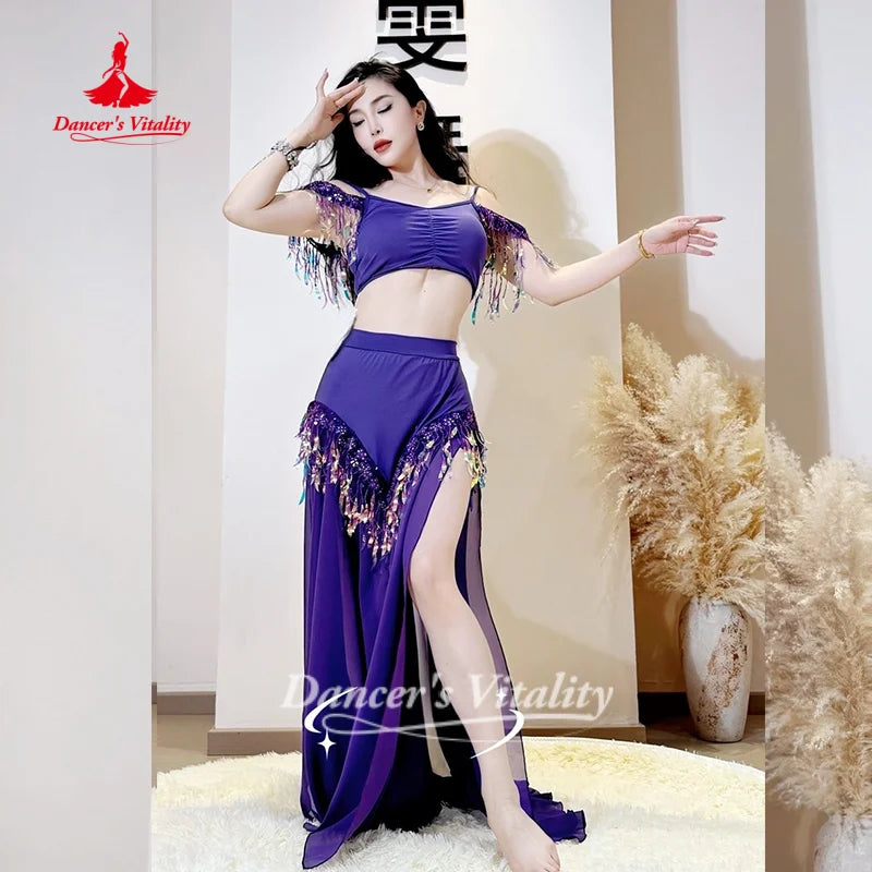Belly Dance Costume Women's Advanced Sequin Tassel Performance Set Adult Oriental Dance Practice Clothes Dancer's Vitality