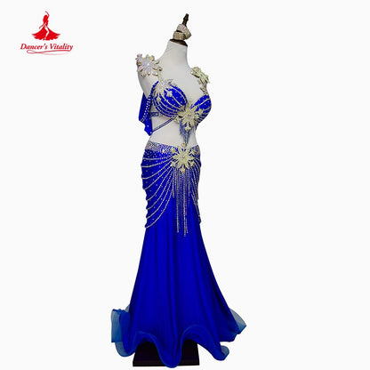 Belly Dance Competition Costume Suit Cstuomzied Adult Child Bra+skirt+arm Accessories 4pcs for Women Oriental Belly Dance Wear