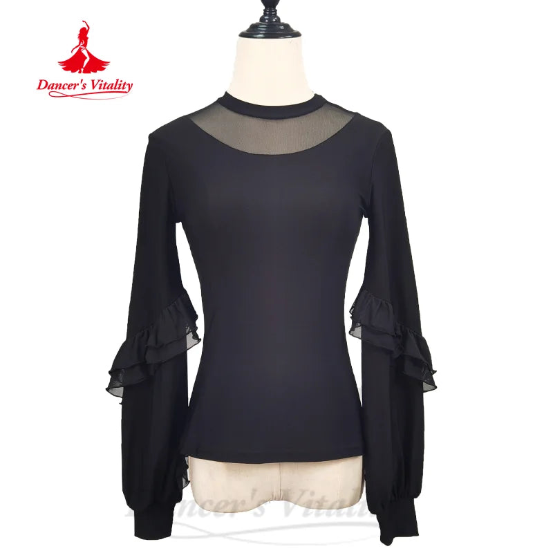 Modern Dancing Tops Adult Customized Comfortable and Breathable Long Sleeved Top Women's Tango Chacha Samba Training Clothes