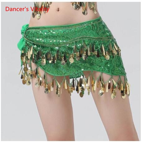 New Arrival Accessories For Dancewear With Sequins And Fringe, Elastic Mesh Ruffles, Women's Belts For Belly Dance, Scarf