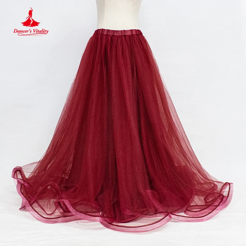 Belly Dance Skirt New Yarn Skirt Fairy Adult Children's Long Skirt Sexy Big Swing Skirt High-End Custom Balroom Dance Skirt