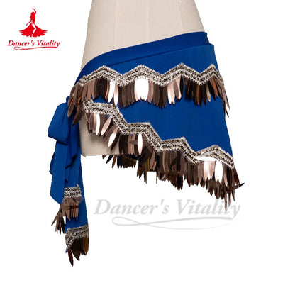 Belly Dance Costume Hip Scarf for Women Sequing Cotton Bellydancing Wear Belt Oriental Waist Chain Hip Scarves