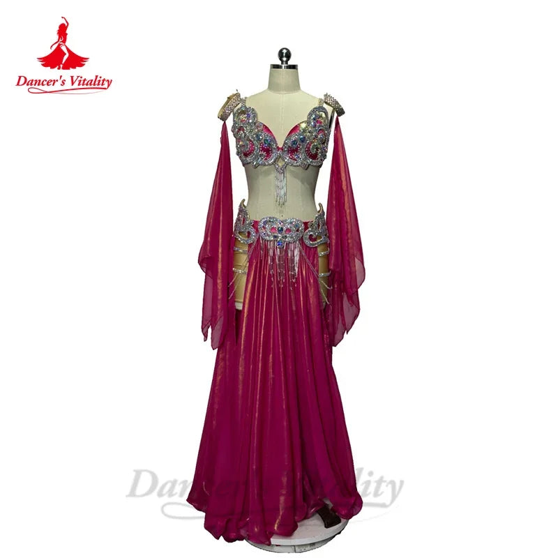 Belly Dance Performance Costume Set for Women Custom Senior Bra Top+split Long Skirt 2pcs Adult Child Belly Dancing Outfit