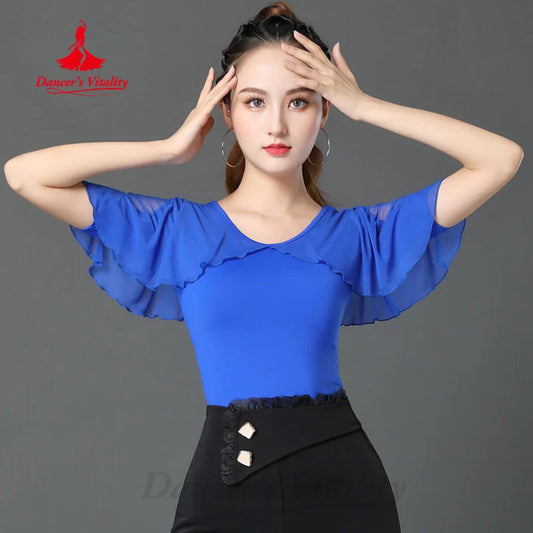 Latin Dancing Outfit Women Customized Summer Comfort Slimming Professional Practice Top Tango Chacha Rumba Performance Clothing