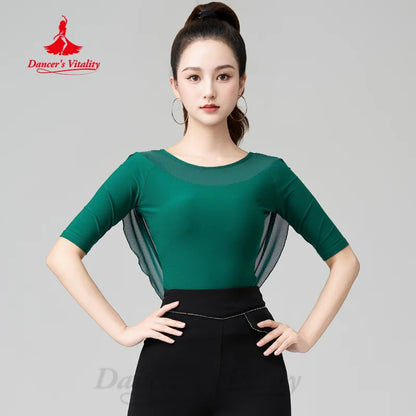 Modern Dancing Tops Customized Comfortable and Breathable Training Top Women's Tango Chacha Samba Latin Dance Practice Clothes