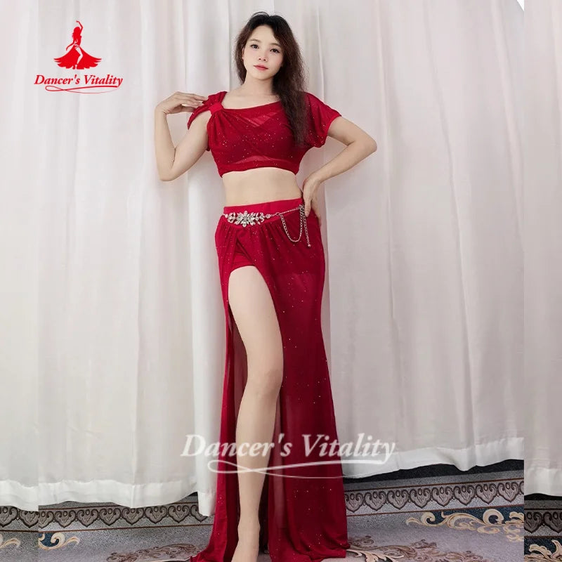 Belly Dance Practice Clothes Comfortable and Breathable Mesh Set for Adult Women's Oriental Dance Clothing Dancer's Vitality