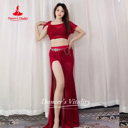 Belly Dance Practice Clothes Comfortable and Breathable Mesh Set for Adult Women's Oriental Dance Clothing Dancer's Vitality