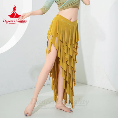 Belly Dance Costume for Women Mesh Half Sleeves and Fringed Long Skirt Oriental Professional Clothing Bellydance Wear Outfit