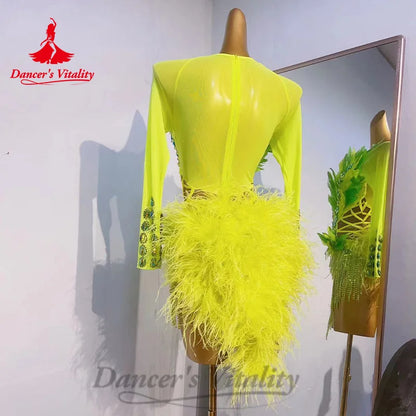 Latin Dance Performance Costumes Advanced Customization Feather Tassel Dance Skirt Tango samba Adult Children Competition Dresse