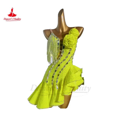 Latin Dance Professional Dress for Women Custom Senor AB Stones Rumba Chacha Performance Skirt Adult Child Latin Dancing Wear