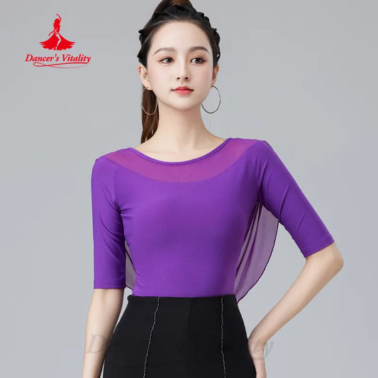 Modern Dancing Tops Customized Comfortable and Breathable Training Top Women's Tango Chacha Samba Latin Dance Practice Clothes