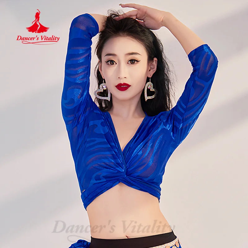 Belly Dancing Practice Clothes Long Sleeve Summer Lightweight Breathable  Top Belly Dance Oriental Dance Performance Costume