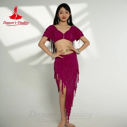 Belly Dancer Costume Set for Women Sexy Top+sexy Drum Solo Skirt 2pcs Oriental Belly Dancing Wear Clothing Bellydance Outfit