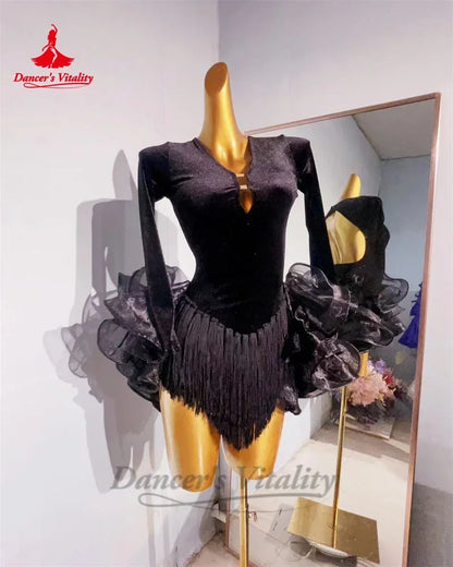 Latin Dancing Costume for Women Customsized Rumba Chacha Tango Performance Clothing Skirt Adult Children Latin Dancing Dresses