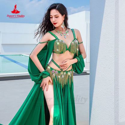 Belly Dance Costume Suit for Women Customsized Senior Bra Top+split Long Skirt 2pcs Female Children Oriental Dance Clothing