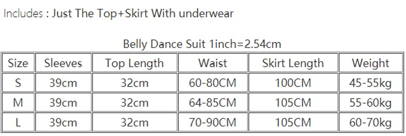 Belly Dance Training Clothes Set Women Belly Dancing Top+long Skirt 2pcs Oriental Clothing Suit Girl's Dance Wear Outfit S,M,L