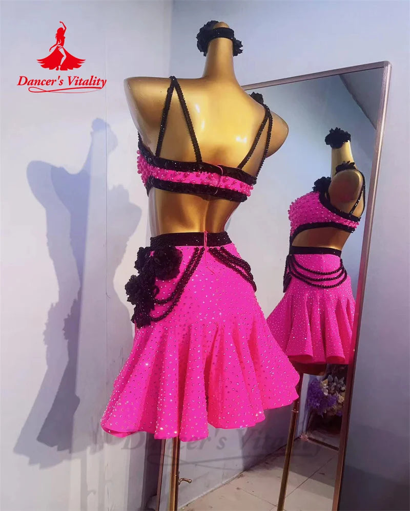 Latin Dance Performance Dress for Women Custom Rumba Chacha Tango Competiton Clothing Skirt Adult Child Latin Dancing Dresses