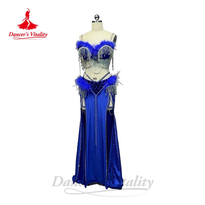 Belly Dance Performance Costumes  Advanced Customization Feather Tassels Set Adult Children Oriental Career Competition Clothing