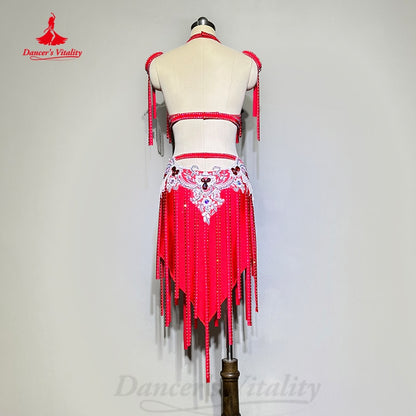 Belly Dance Costume Original Dancer's Comeptition Suit Tassel Performance Clothes Customsized Women Children Bellydance Set