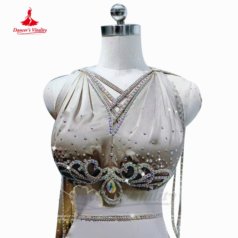 Belly Dancer Performance Clothing Customsize Adult Children Satin Bra+split Long Skirt 2pcs Oriental Competition Costumes Suit