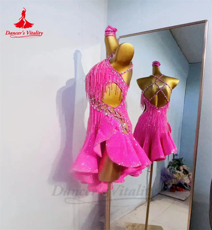 Latin Dance Dresses for Women Customsized Rumba Chacha Tango Performance Competiton Clothing Adult Child Latin Dancing Dresses