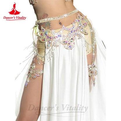 Belly Dance Performance Accessories for Women Senior AB Stones Chain Belt Girl's Luxury Competiton Bracelets