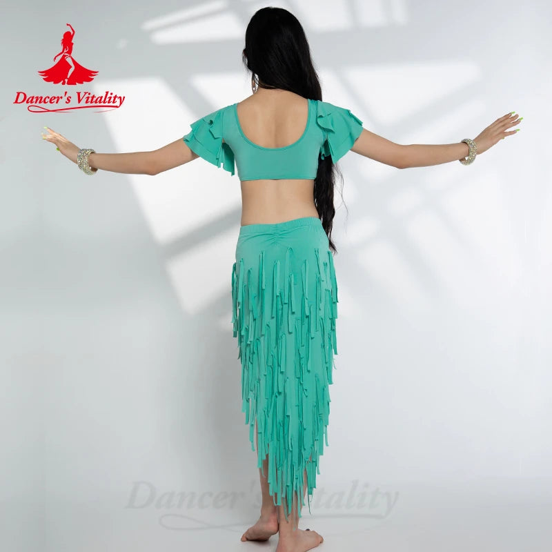 Belly Dancer Costume Set for Women Sexy Top+sexy Drum Solo Skirt 2pcs Oriental Belly Dancing Wear Clothing Bellydance Outfit