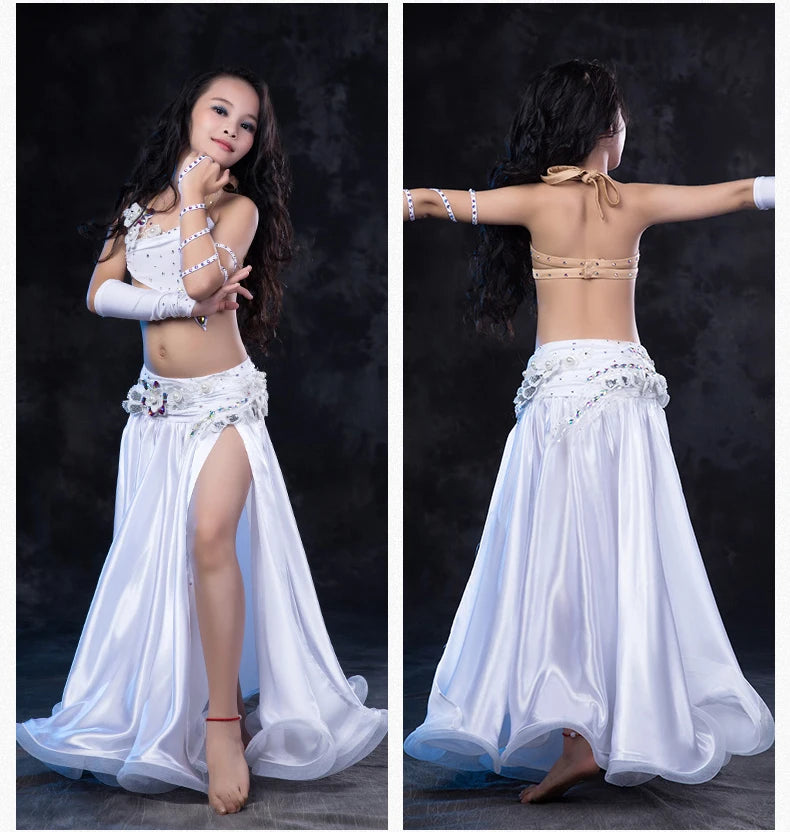 Kids luxury belly dance set suit children senior belly dance clothes 4pcs girls dance performance suit S,M,L