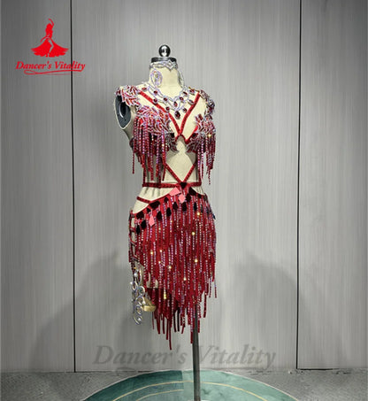 Belly Dance Costume  New Women's Customized Luxury Rhinestone Tassel Dress Oriental Dance Professional Performance Clothing