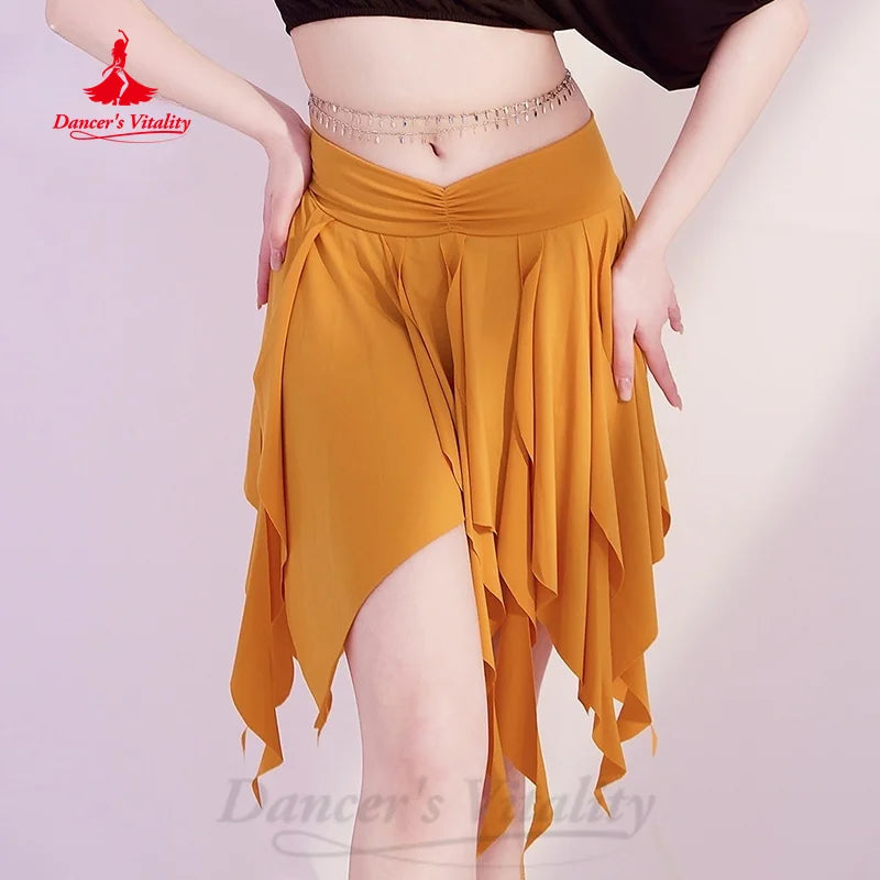 BellyDance Practice Suit Women's Customized Short Sleeved Top+Irregular Short Skirt 2pcs Oriental Dance Performance Clothing