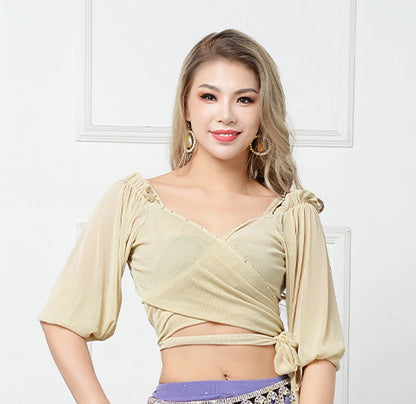 Belly Dance Performance Suit Winter Half Sleeves Top & Trousers for Women Oriental Wear Girl's Belly Dancing Tops Pants Clothes